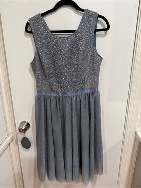 Bery Love Girls' Blue Sparkle Bodice Tulle Dress - Size Large